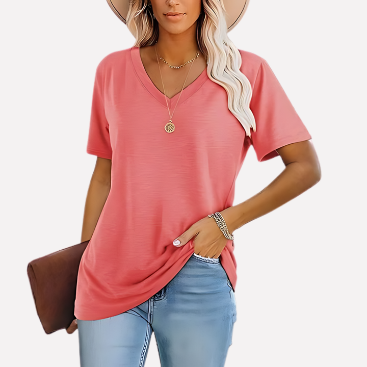 Women’s V‑Neck Short Sleeve Top