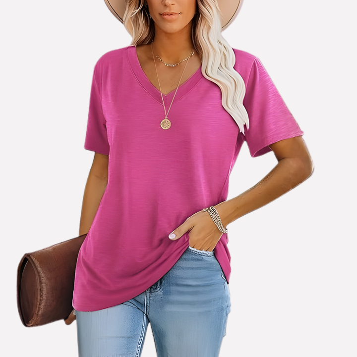 Women’s V‑Neck Short Sleeve Top