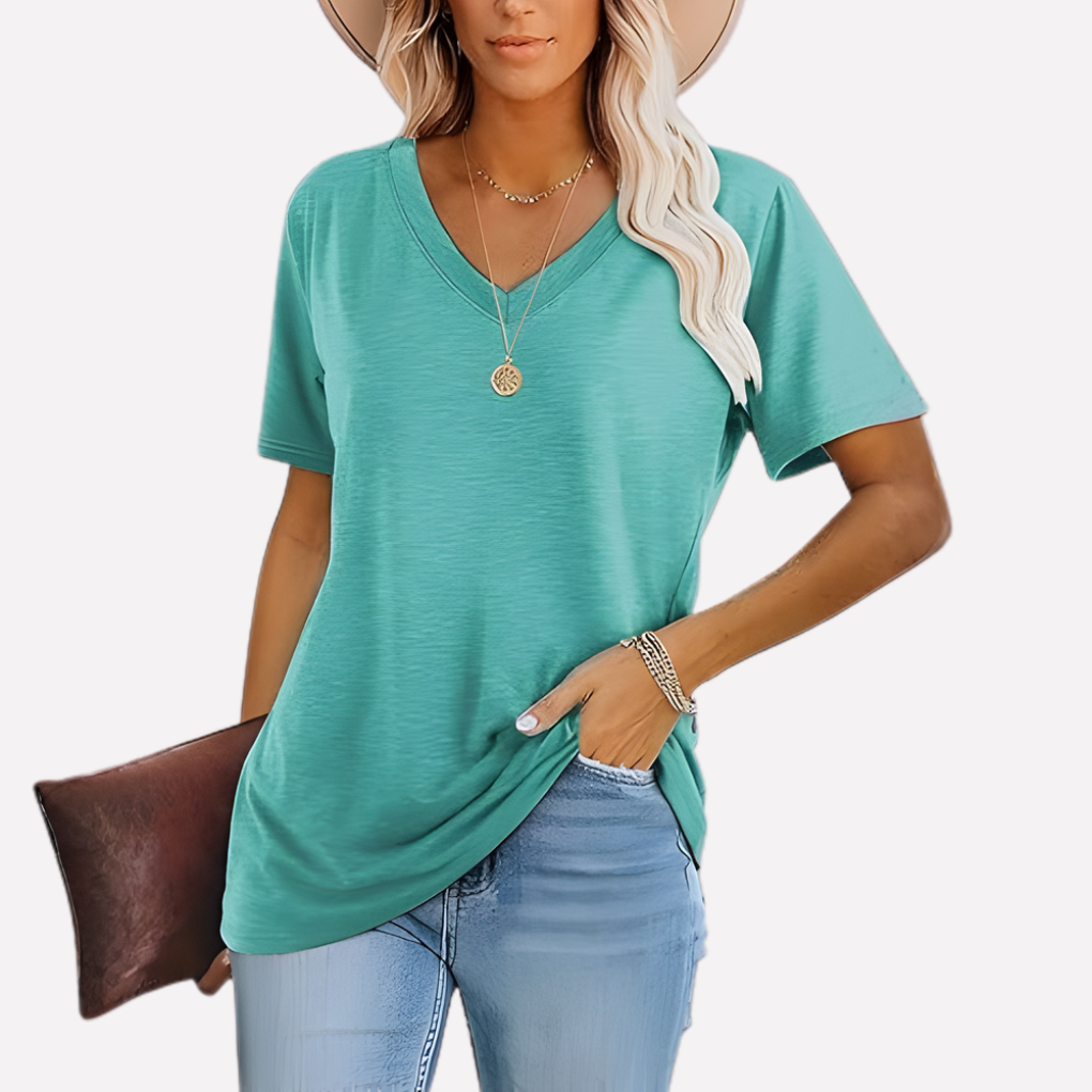 Women’s V‑Neck Short Sleeve Top