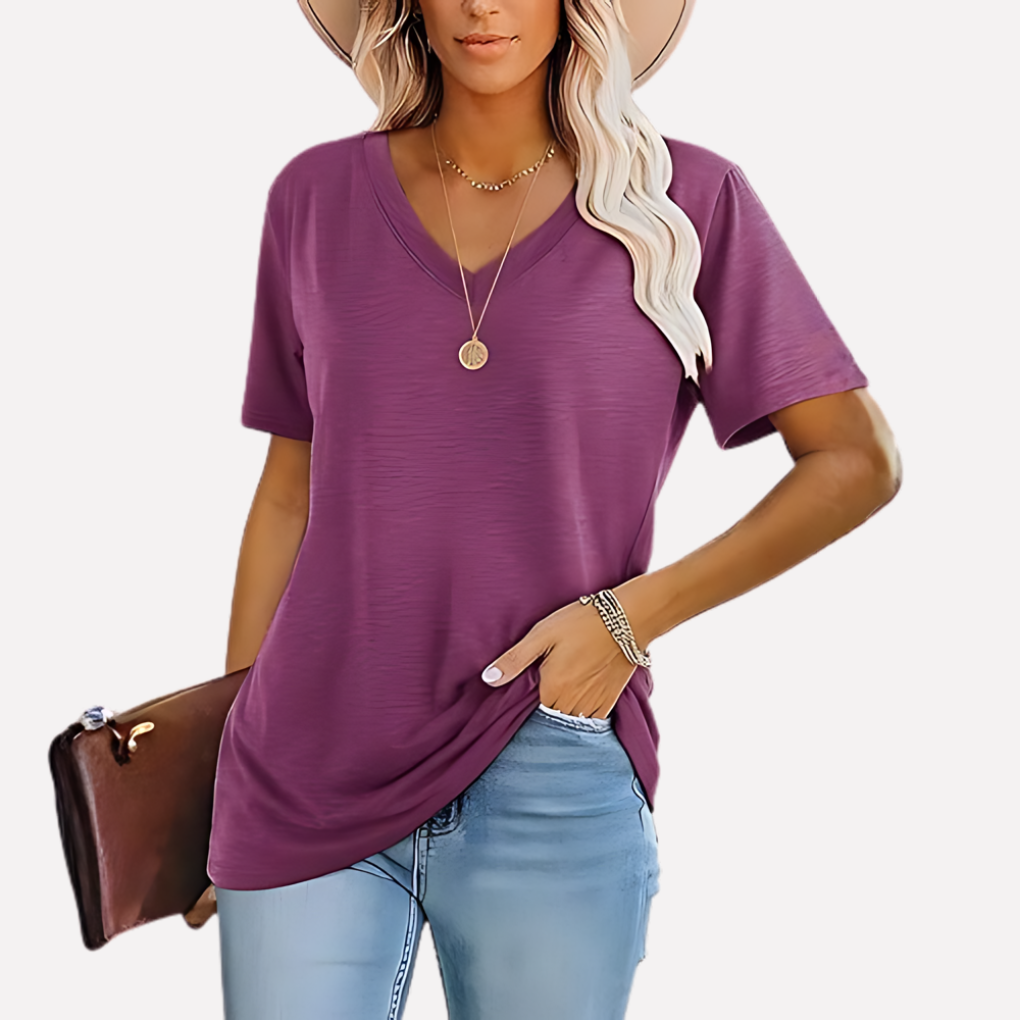 Women’s V‑Neck Short Sleeve Top