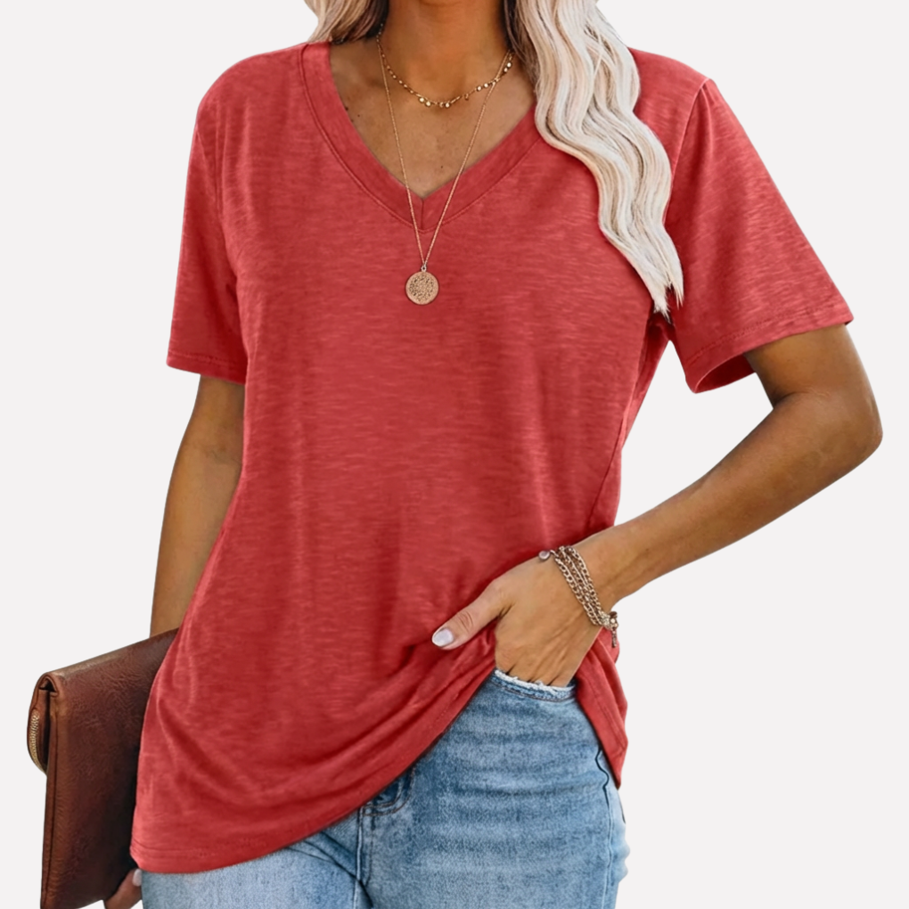 Women’s V‑Neck Short Sleeve Top