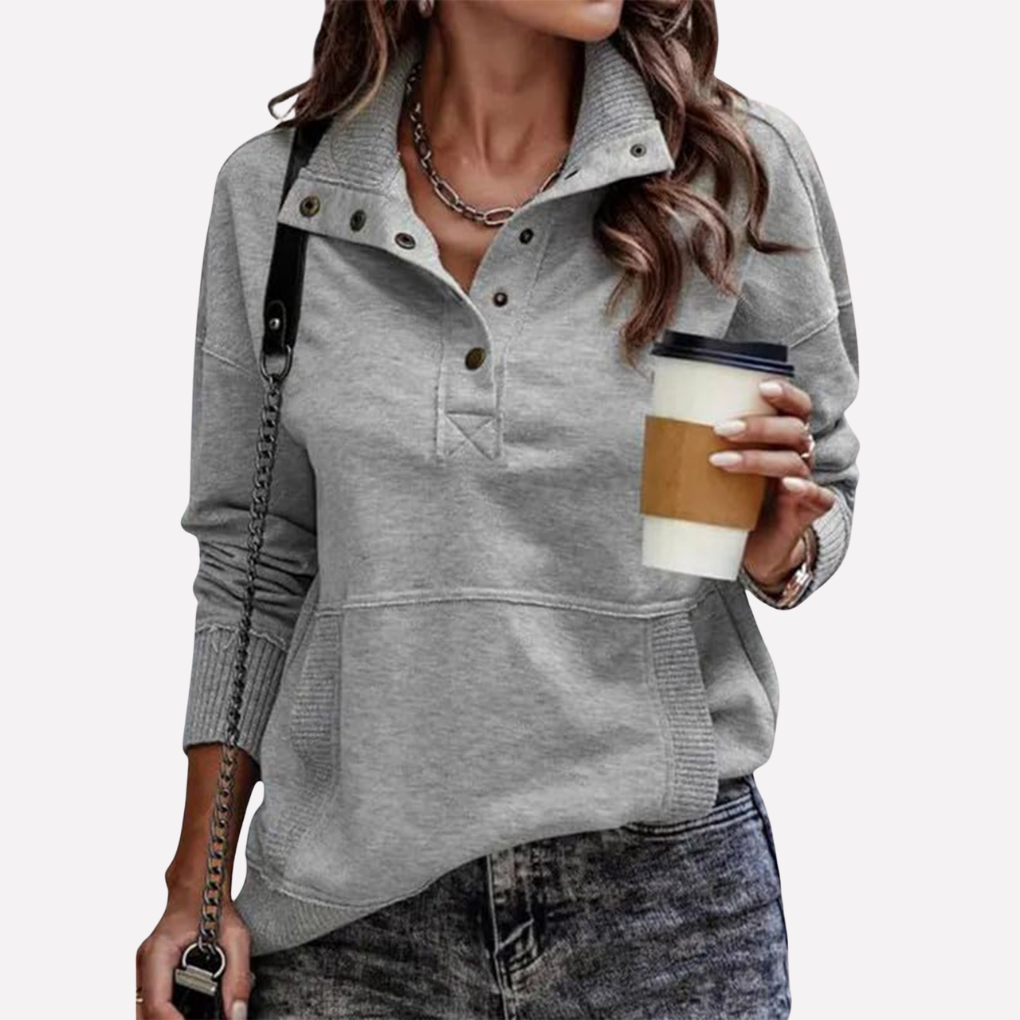 Casual Long‑Sleeve Stand Neck Sweatshirt