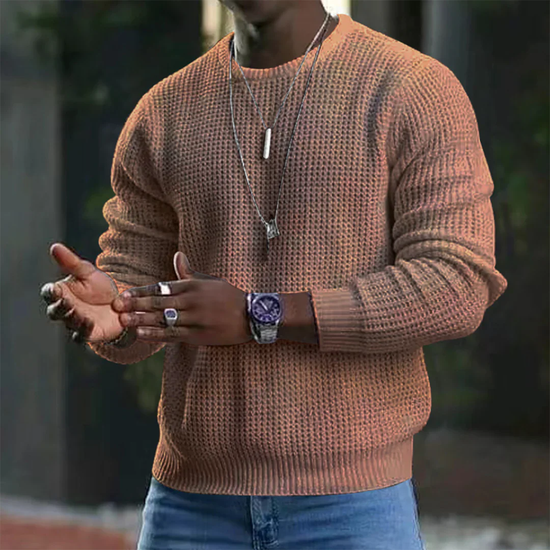 Comfortable Waffle Knit Sweater for Men