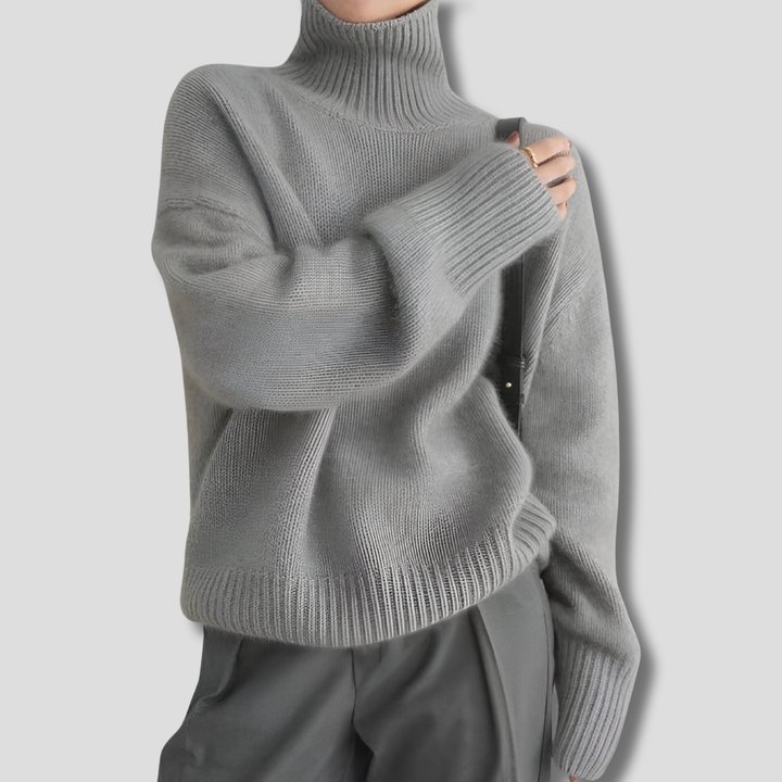 Women's Thick Fine wool-Like Winter Sweater with High Collar