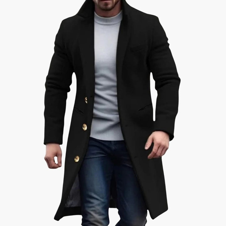 Men’s Long Coat – Button Placket Style