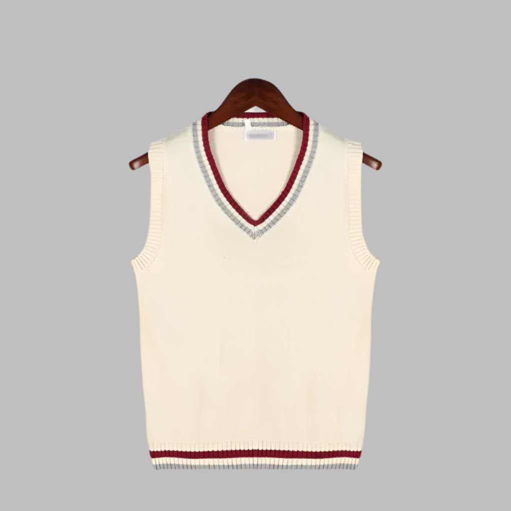Retro Striped Preppy Style Sleeveless Pullover