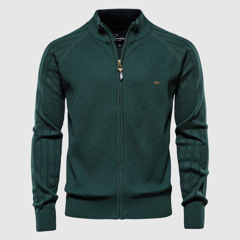 Zyan – Men's Full Zip Cardigan Sweater in Cotton
