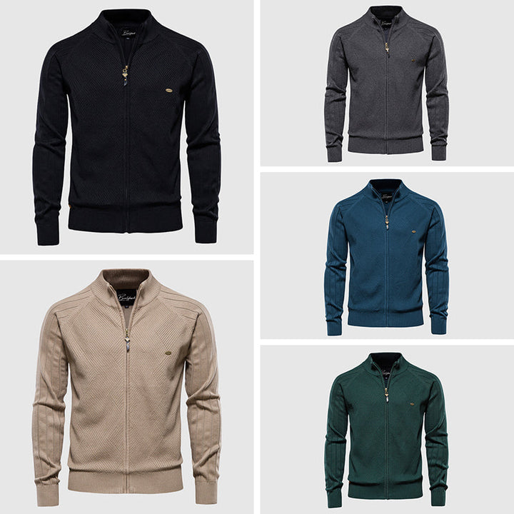 Zyan – Men's Full Zip Cardigan Sweater in Cotton
