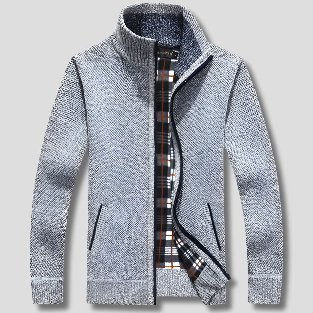 Knitted Men’s Sweater with Zipper for Warmth and Style