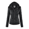Melody – Faux Leather Biker Jacket with Hood