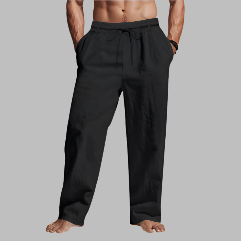 Linen Relaxed Fit Drawstring Trousers