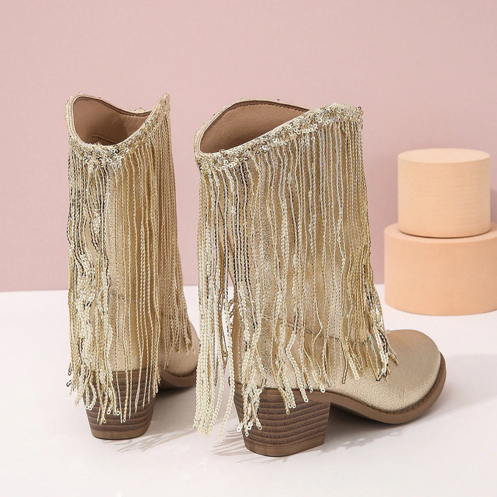 Girls Elegant Tassel Ankle Boots