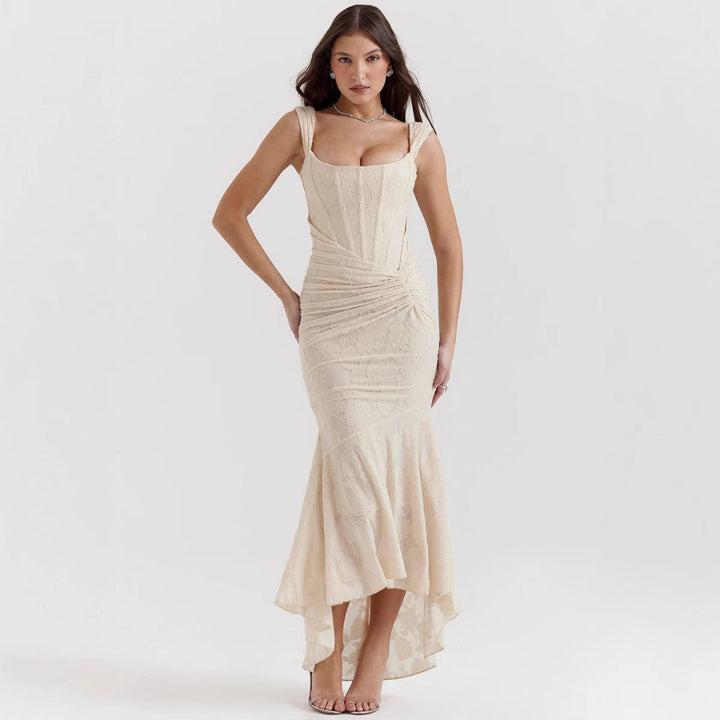 Ruched Waist Satin Mermaid Evening Dress