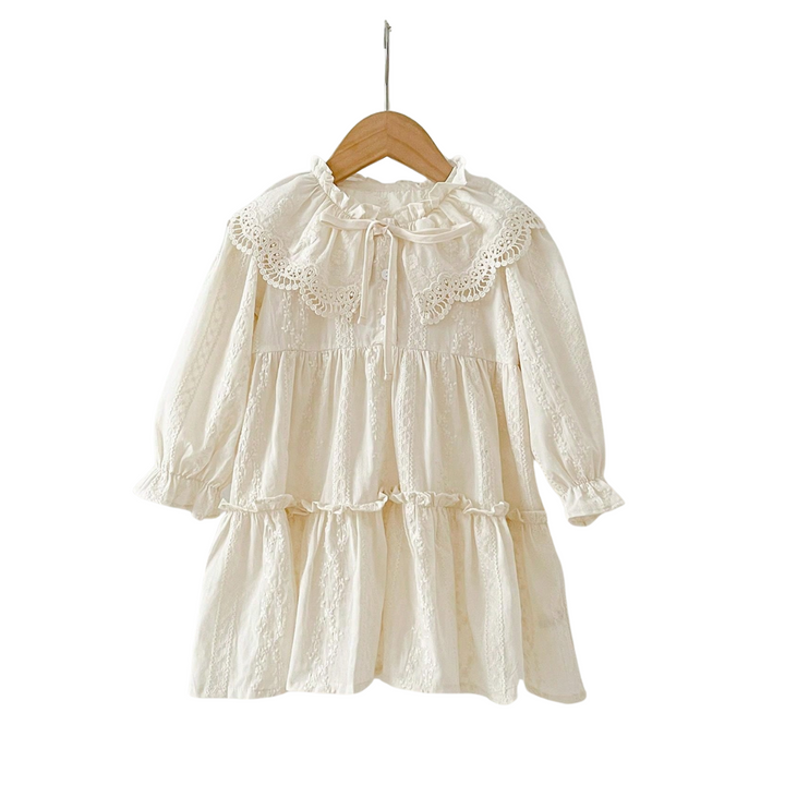 Children's Dress with Lace Collar and Long Sleeves – Vintage Charm for Little Trendsetters