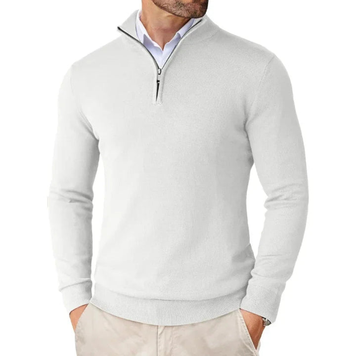Men’s Cotton Knit Pullover with Zipper Collar
