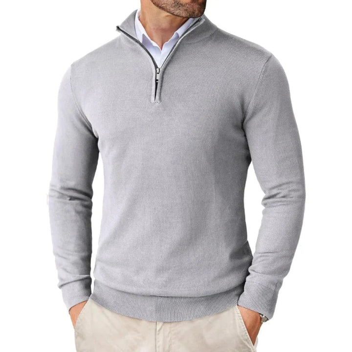 Men’s Cotton Knit Pullover with Zipper Collar