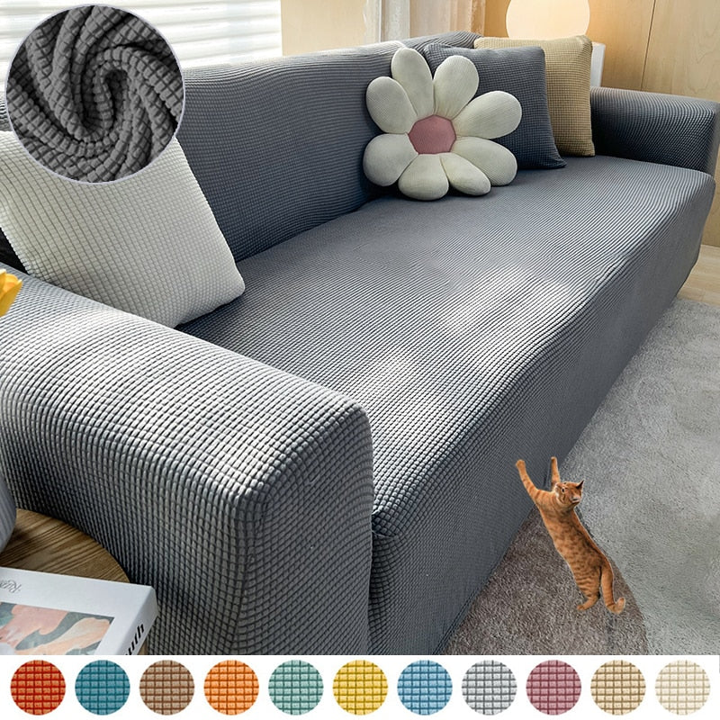 Textured Stretch Sofa Cover Non-Slip Sofa Protector