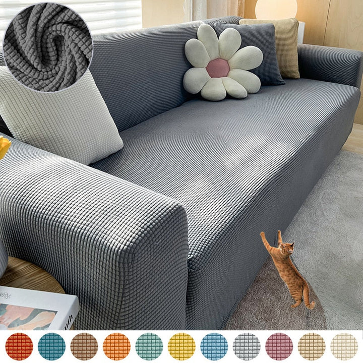 Textured Stretch Sofa Cover Non-Slip Sofa Protector