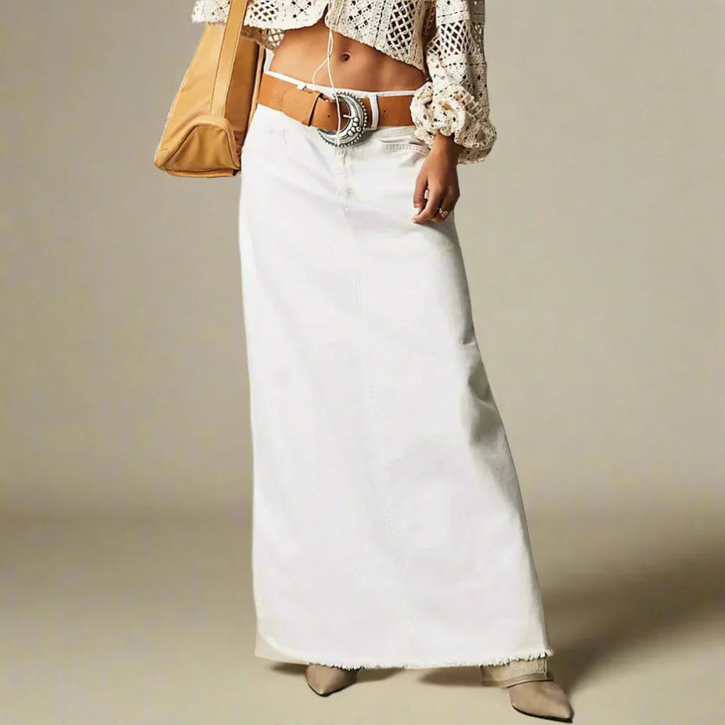 High Waist Straight Fit Denim Skirt