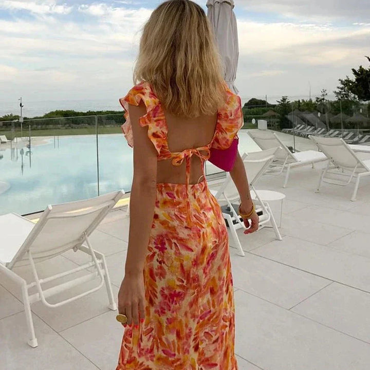 Ruffled Maxi Dress – Elegant & Flowy Evening Wear