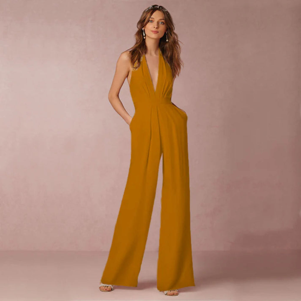 Deep V Neck Backless Jumpsuit