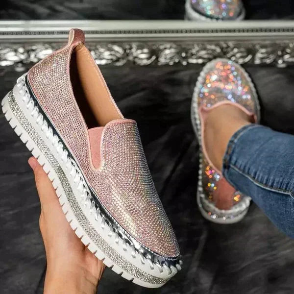 Luxury Slip-On Shoes with Sparkling Details for Women