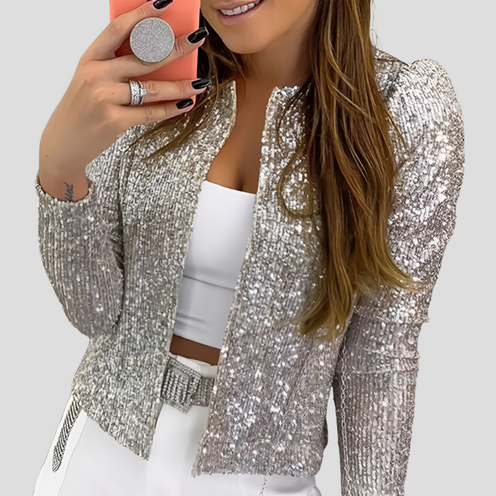 Elegant Glitter Long Sleeve Cardigan Jacket