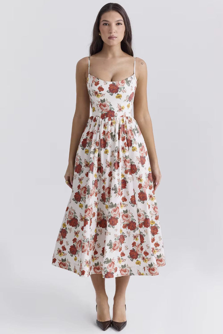 Vintage-Inspired Summer Dress with Square Neckline