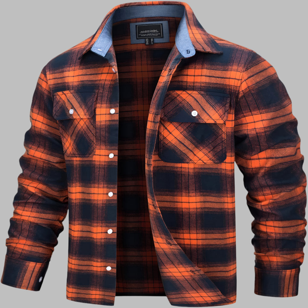 Cotton Checked Flannel Lumberjack Shirt