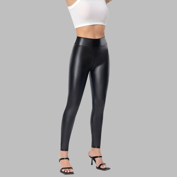 Elegant Shiny Leggings with Zipper