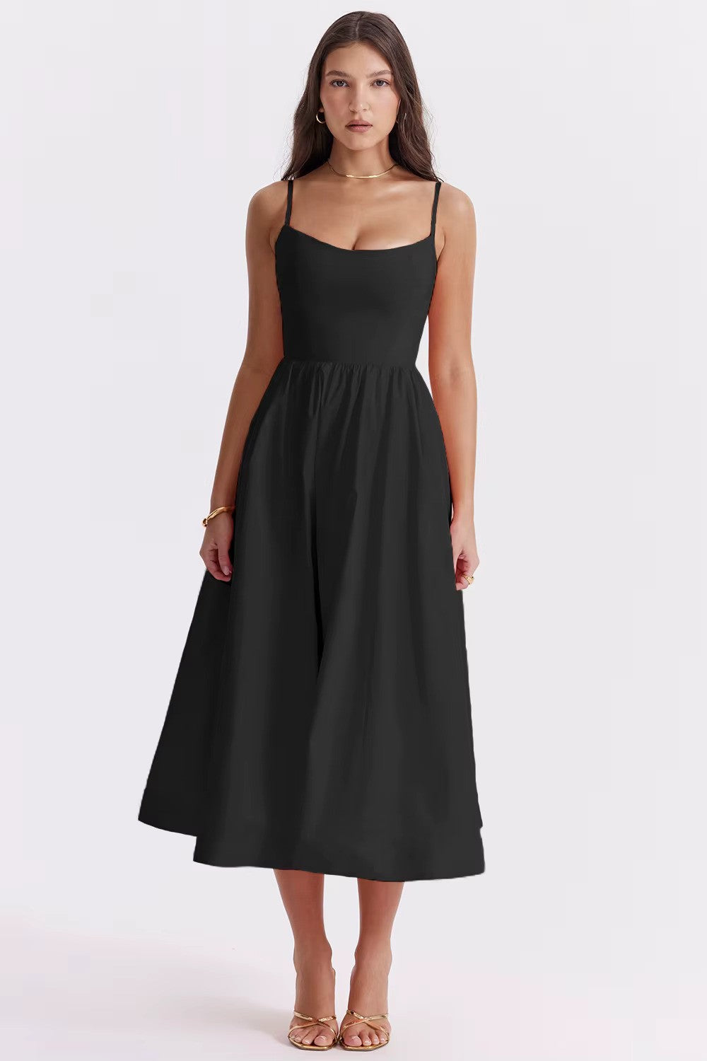 Vintage-Inspired Summer Dress with Square Neckline