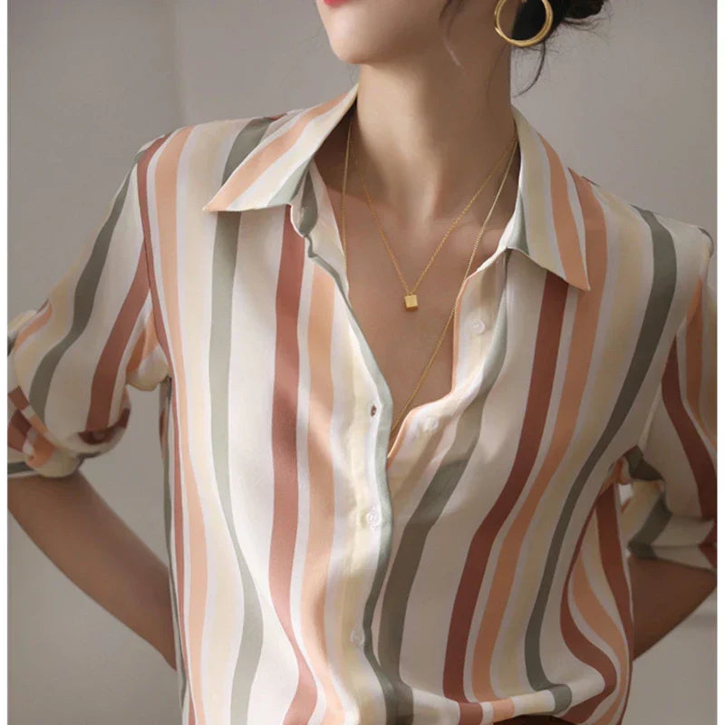 Oksana | Women's Vintage Striped Shirt - Classic & Timeless