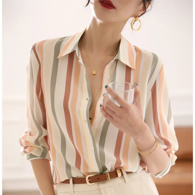 Oksana | Women's Vintage Striped Shirt - Classic & Timeless