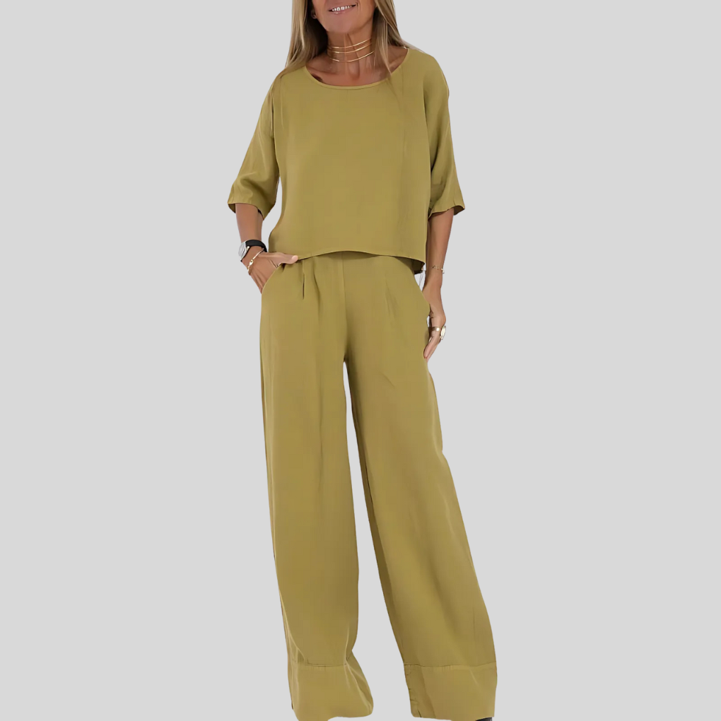 Women’s Relaxed Fit Linen Blend Two Piece Set