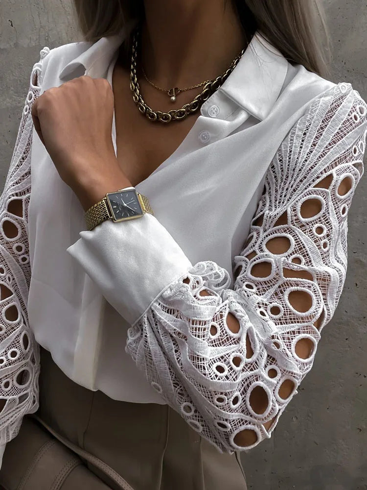 Luis - Blouse With Lace And Mesh Design