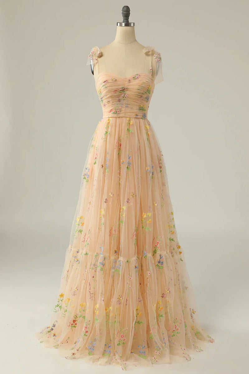 Embroidered Tulle Ball Gown