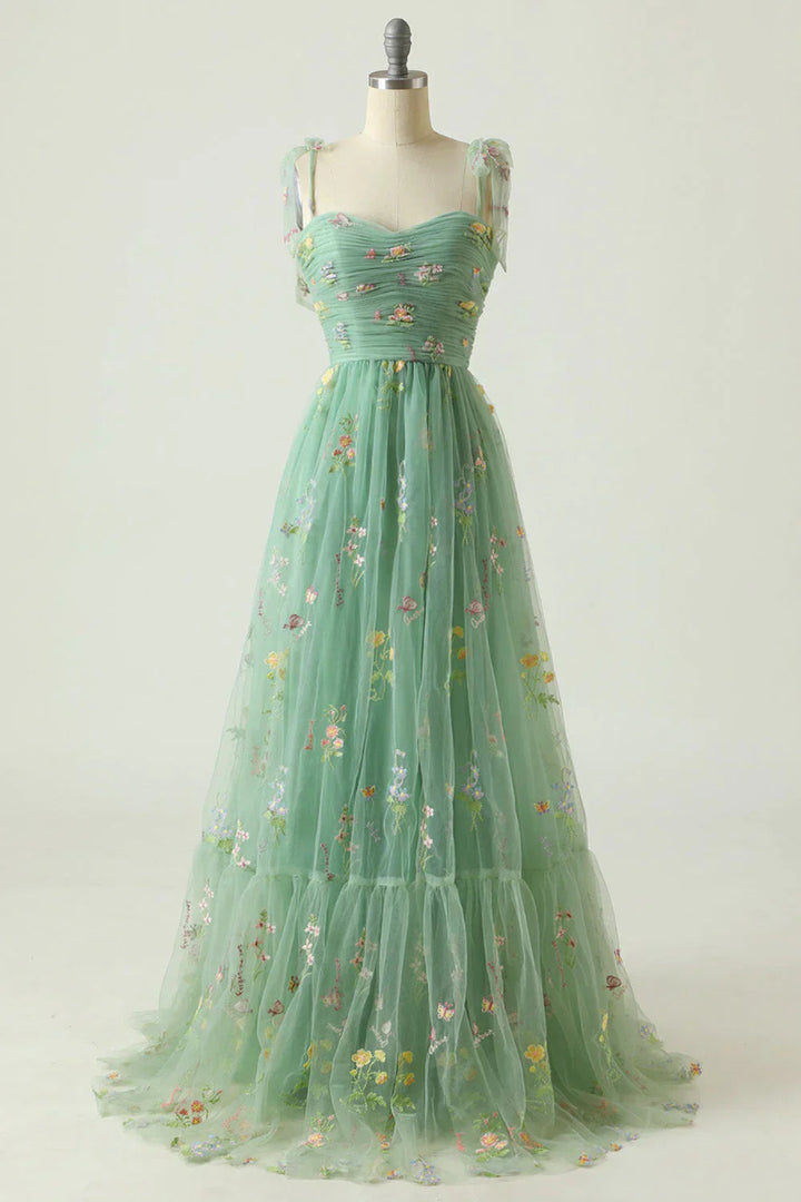 Embroidered Tulle Ball Gown