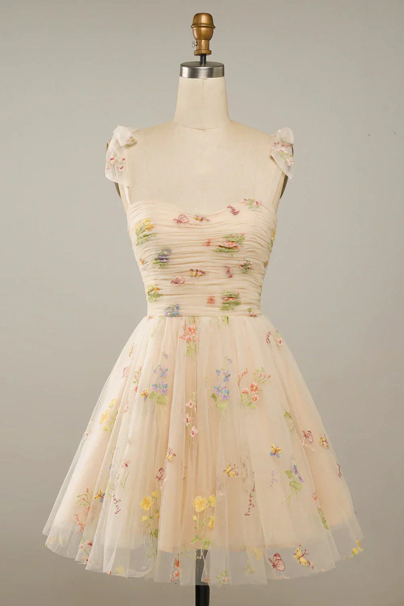 Embroidered Tulle Ball Gown