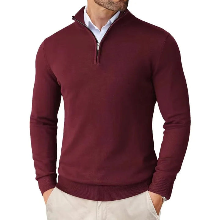 Men’s Cotton Knit Pullover with Zipper Collar