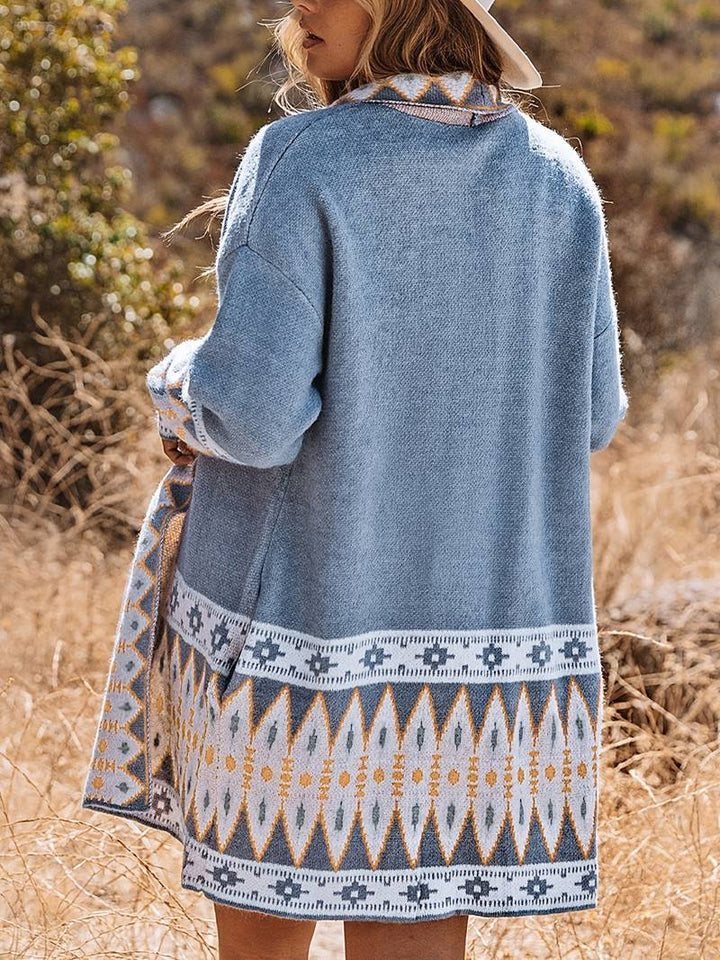 Blue Aztec- Cardigan Sweater for women
