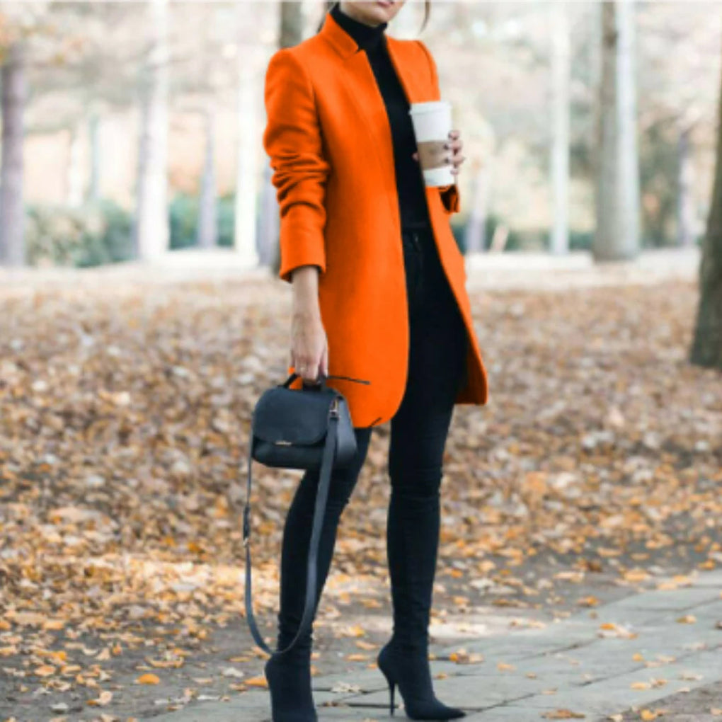 Women’s Stand-Collar Winter Coat  – Elegant Over-Layer with Classic Warmth