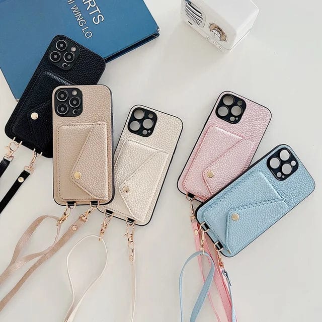 Leather Crossbody Phone Case – With Lanyard and Built-In Card Holder