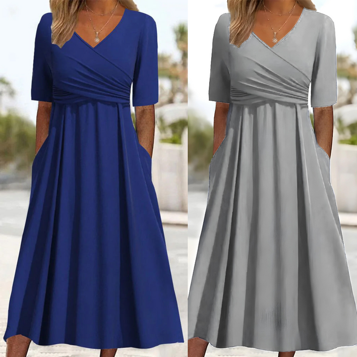 Crossed Short-Sleeve Dress