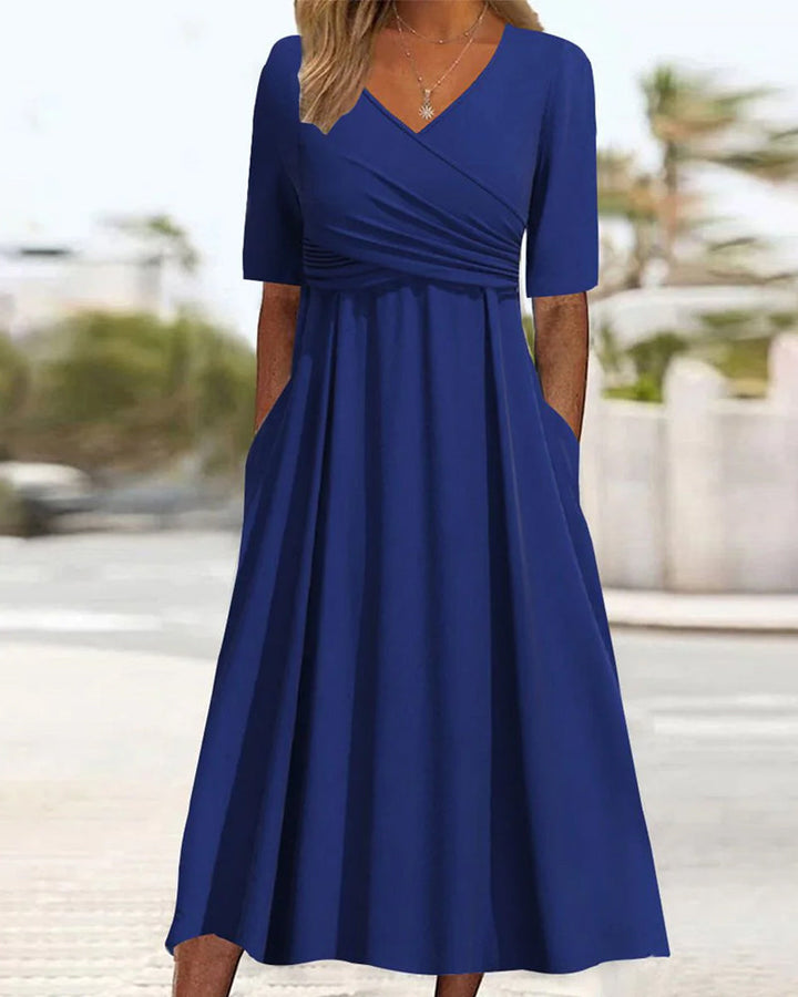Crossed Short-Sleeve Dress