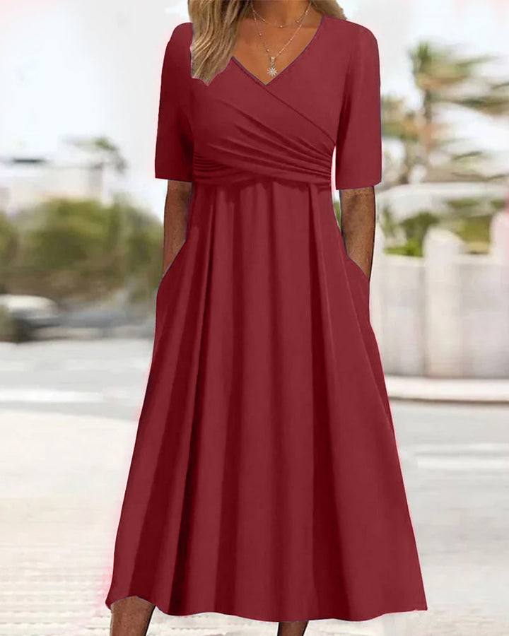 Crossed Short-Sleeve Dress
