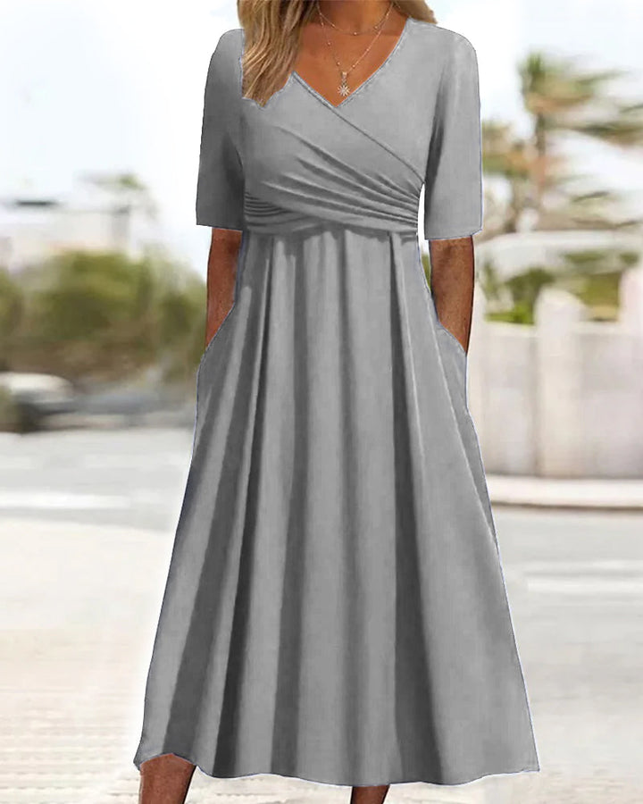 Crossed Short-Sleeve Dress