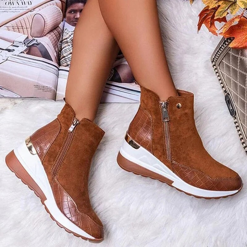 Lisa Orthopedic Mid-Height Leather Ankle Boots for Women