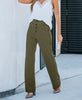 Women's High Waist Straight Leg Elastic Casual Pants
