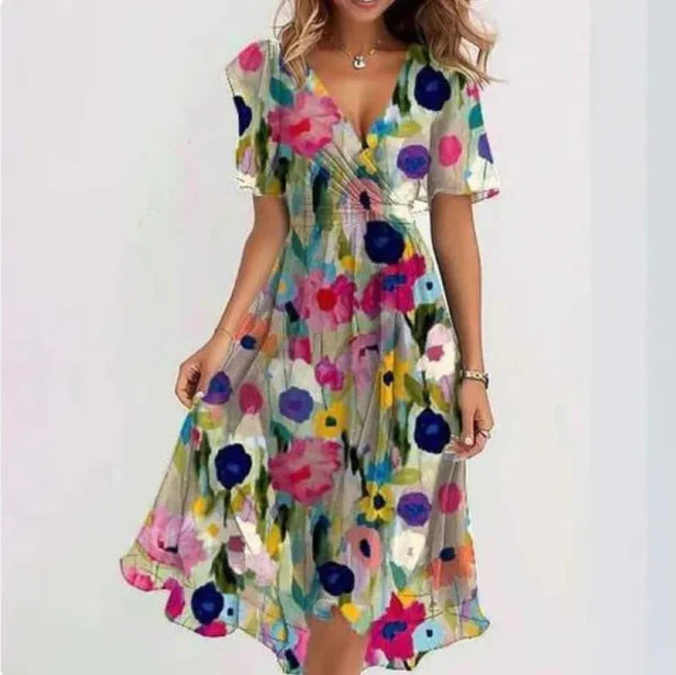 Annegret – Women's V-Neck Dress | Timeless Elegance