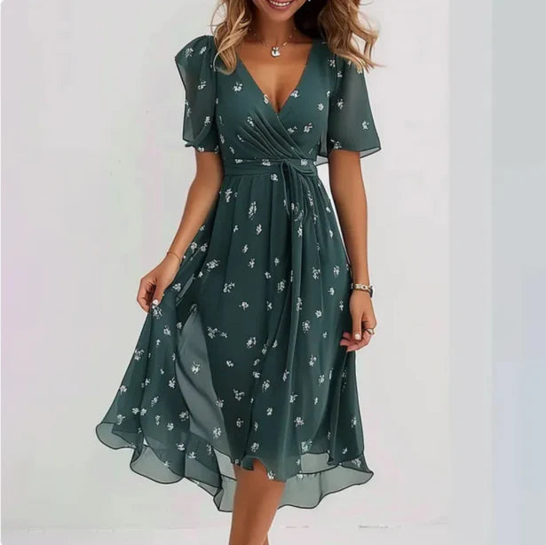 Annegret – Women's V-Neck Dress | Timeless Elegance
